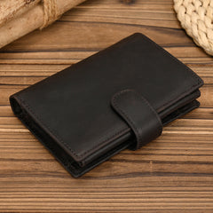 Vertical Leather Trifold Wallets for Men A Lot of Cards High Quality Trifold Leather Wallet With Buckle ID Window 