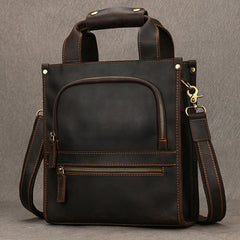 Brown Leather Vertical Briefcase Business Handbag for Men Office Handbag for Men - iwalletsmen