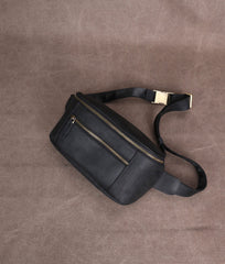 Dark Brown Leather Waist Bag for Men 