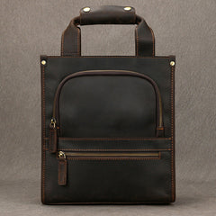 Brown Leather Vertical Briefcase Business Handbag for Men Office Handbag for Men - iwalletsmen