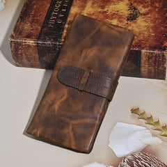 Brown Leather Wallet with Buckle for Men Buckle Mens Wallets with Coin Pocket - iwalletsmen