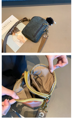 Green Canvas Vertical Shoulder Bag Canvas Crossbody Bag Phone Bag for Women - Feltify