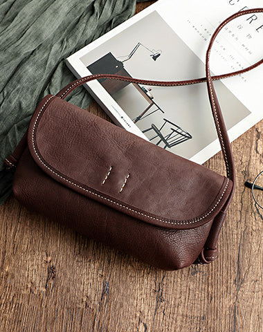 Cute Coffee Leather Small Crossbody bag for Women Leather Small Shoulder Bag for Women