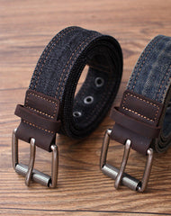 Vintage Mens Denim Slim Belts Denim Blue Belts Vintage Belts For Men