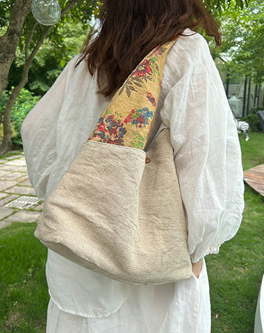 Womens Cotton&Linen Tote Handbags Women Handmade China Unique Tote Bag for Women