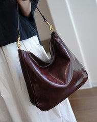 Vintage Coffee Leather Shoulder Tote Women Crossbody Tote Onthego Shoulder Bag for Women