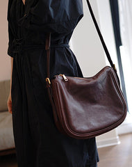 Cute Black Leather Saddle Shoulder Bag Women Saddle Crossbody Bag for Women