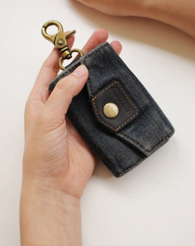 Fashion Denim Mens Keys Wallet Denim Key Holders With Belt Clip for Women