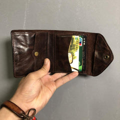 Vintage Genuine Leather Mens Billfold Brown Leather Wallet Front Pocket Wallet for Men