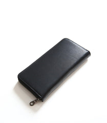MENS Vintage Coffee LEATHER ZIPPER LONG CLUTCH - Leather Detail