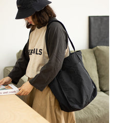 Large Nylon Tote Bag Womens Black Nylon Huge Tote Bag Minimalist Nylon Tote Bag With Zipper 