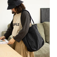 Womens Black  Large Nylon Tote Bag Nylon Tote Bags With Zipper Ladies Nylon Tote Bags - EverHandmade