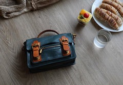 Womens Small Leather Satchel Crossbody Bag Vintage School Handbags Shoulder Bag for Ladies
