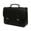 Black Vintage Leather Satchel Messenger Bag - Front View - EverHandmade