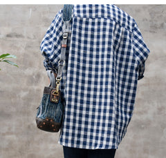 Denim Leather Handbag Denim Mini Tote Crossbody Bag - Feltify