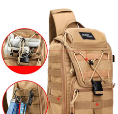Khaki Tactical Canvas Large Sling Bag For Men Khaki Military Sling Bag For Big Men