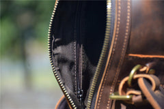 Brown Leather Barrel Crossbody Bag Mens Barrel Leather Bag Small Barrel Shoulder Bag - iwalletsmen