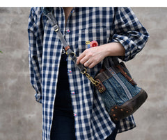 Small  Denim Leather Crossbody Bag Handbag Denim Mini Tote  - Feltify