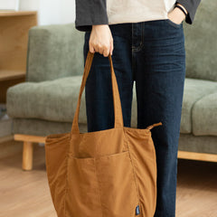 Womens Dark Khaki Large Nylon Tote Bag Nylon Tote Bags With Zipper Ladies Nylon Tote Bags - EverHandmade