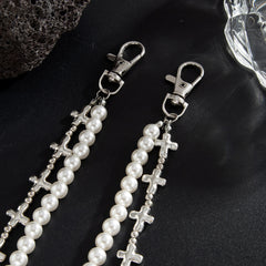 Cross Wallet Chain Pearl Wallet Chain Women Wallet Chain Double Wallet Chain - iChainWallets