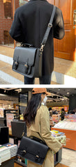 Vintage Satchel Bag Worn on Shoulder - Street Style - EverHandmade