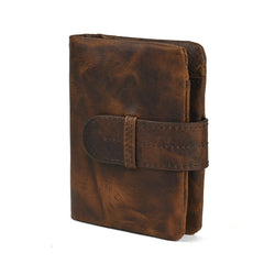 Brown Leather Wallet with Buckle for Men Buckle Mens Wallets with Coin Pocket - iwalletsmen
