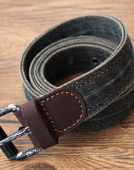 Cool Blue Denim Slim Belt Denim Blue Belt Vintage Denim Belt For Men Women