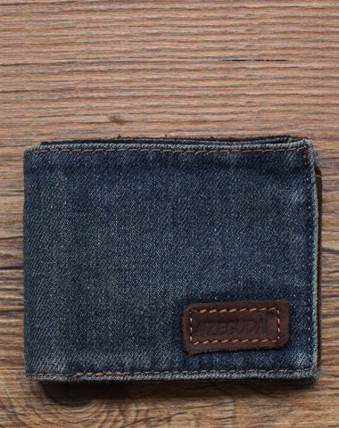 Blue Denim Wallet Denim Mens Slim billfold Wallet Denim Bifold Wallets For Men