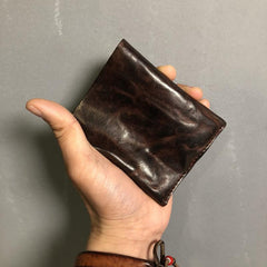 Vintage Genuine Leather Mens Billfold Brown Leather Wallet Front Pocket Wallet for Men