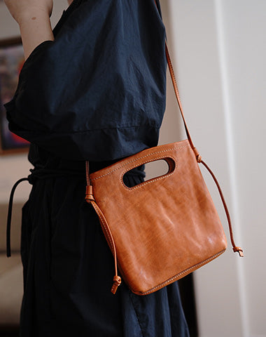 Vintage Womens Coffee Leather Small Square Handbag Shoulder Bag Purse for Women MDR02581043
