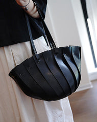 Vintage Green Leather Splicing Bucket Handbag Tote Women Handmade Shoulder Tote Bag for Women