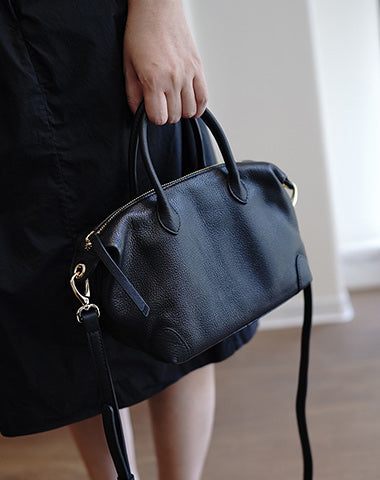 Classic Black Leather Small Work Handbag Women Large Work Shoulder Bag for Women