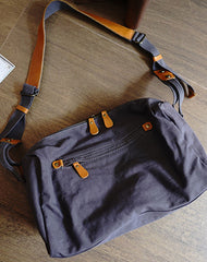 Large Gray Canvas Boston Shoulder Bag Women Travel Canvas Crossbody Bag for Women