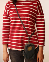 Vintage Womens Denim Mini Pouch with Shoulder Strap Denim Small Phone Purse for Women
