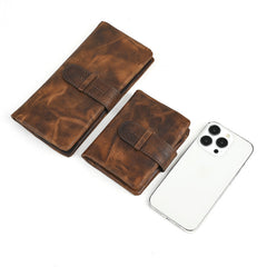 Brown Leather Wallet with Buckle for Men Buckle Mens Wallets with Coin Pocket - iwalletsmen