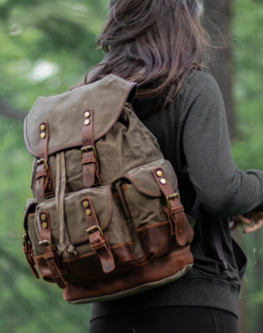 backpacks for women canvas and leather Canvas And Leather Backpack Hiking Backpack for Women Waxed Canvas Backpack  With Laptop Compartment