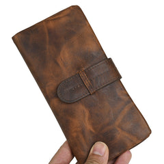 Brown Leather Wallet with Buckle for Men Buckle Mens Wallets with Coin Pocket - iwalletsmen