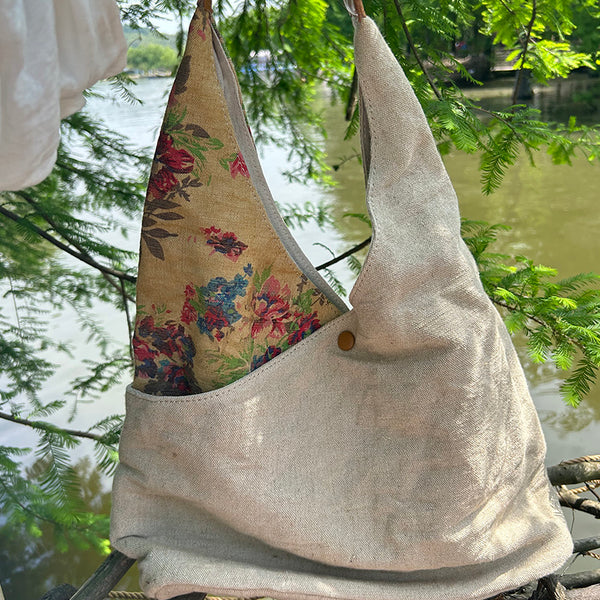 Womens Cotton&Linen Tote Handbag Women Handmade China - Size Detail