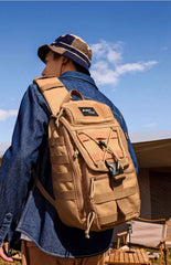 Khaki Tactical Canvas Large Sling Bag For Men