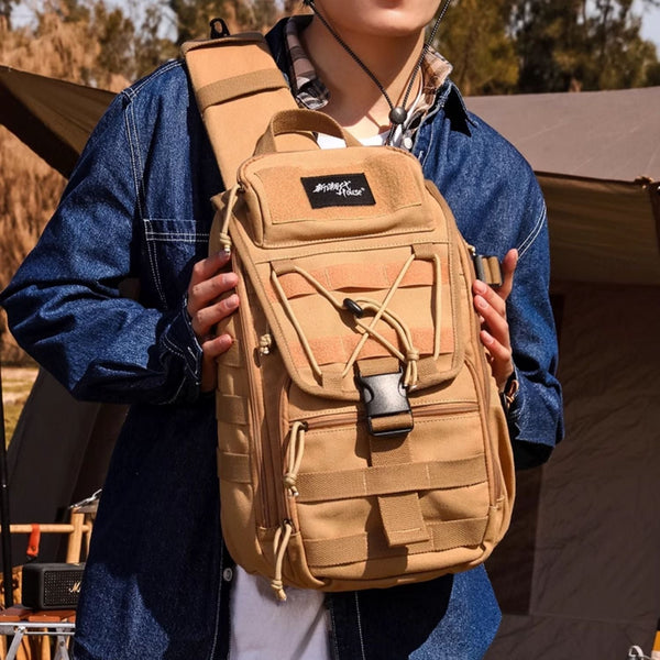 Khaki Tactical Canvas Large Sling Bag For - Open View