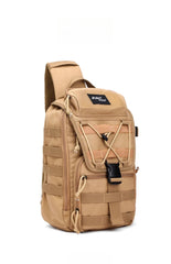 Khaki Tactical Canvas Large Sling Bag For Men