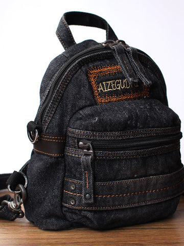 Denim Blue Womens Backpack School Backpacks Blue Vintage Denim Backpack For Women