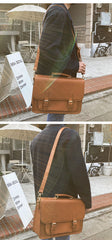 Vintage Satchel Messenger Bag Worn Crossbody - Street Style - EverHandmade