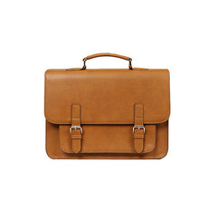 Tan Vintage Leather Cambridge Satchel Bag - Front View - EverHandmade
