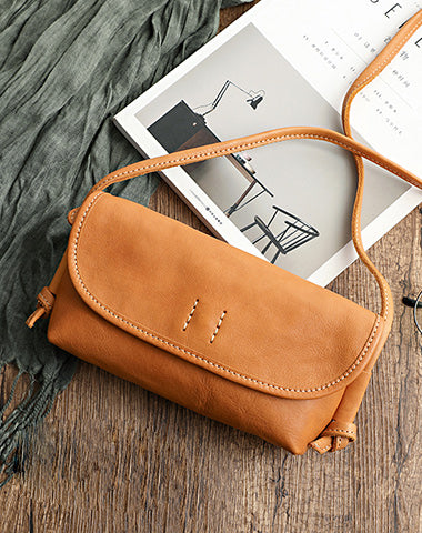Cute Tan Leather Small Crossbody bag for Women Leather Small Shoulder