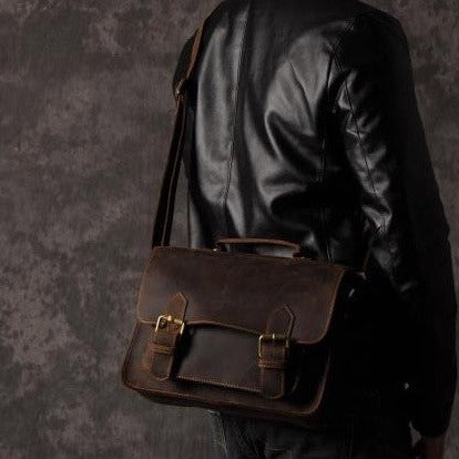Handmade leather men Vintage messenger Bags Cool Shoulder Bag laptop Bags - EverHandmade