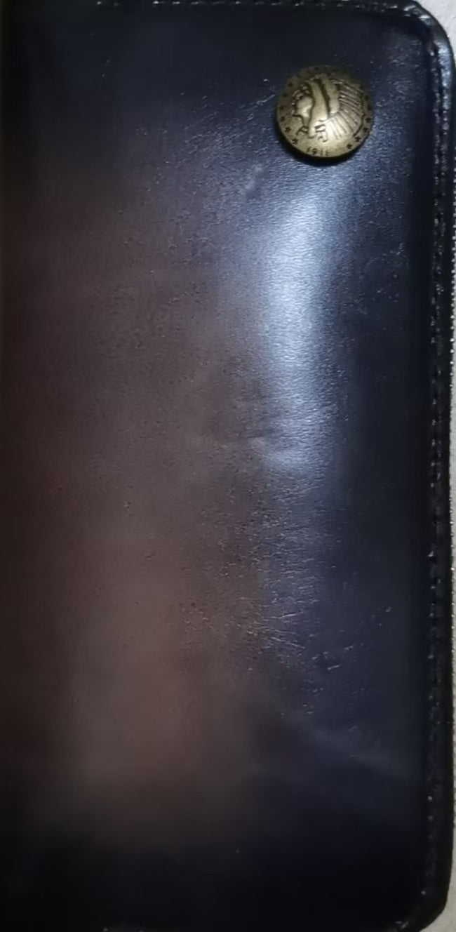 Badass Coffee Leather Men's Long Wallet with Chain Biker Chain Wallet Chain Wallet For Men