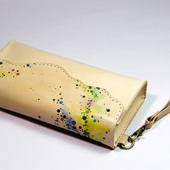 Handmade custom personalized vintage leather clutch long wallet for women/lady girl