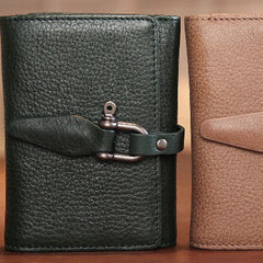Handmade vintage purse leather wallet billfold wallet coin wallet green beige women