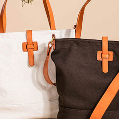Leather Handbag Canvas Tote Bag Shoulder Bag Purse For Women